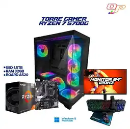 Falabella PC GAMER RYZEN 7 5700G - 32GB RAM - 1.5TB SSD - 7 FANS RGB - MONITOR 24 120Hz + Combo 4 EN 1 oferta