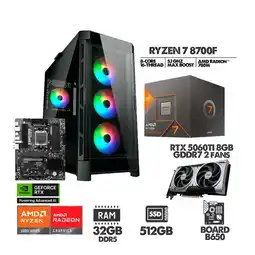 Falabella PC GAMER RYZEN 7 8700F - RTX 5060TI - RAM 32GB SSD 512GB - CHASIS 4 FANS RGB - IDEAL PARA GAMING oferta