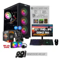 Falabella PC GAMER RYZEN 5 5500X3D - RTX 5060 - MONITOR 22 120HZ FHD - RAM 32GB SSD 1TB IDEAL PARA GAMING oferta