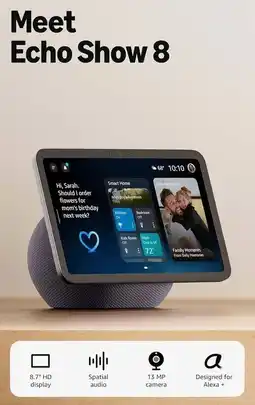 Falabella Echo Show 8 (4.ª Gen, 2026) con Alexa+Pantalla HD 8.7, Audio Espacial y Hub Inteligente oferta