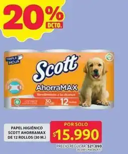 Ara Scott - papel higiénico scott ahorramax de 12 rolls (30 m.) oferta