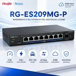 Falabella RG-ES209MG-P, Switch PoE Ruijie 8 Puertos 2.5G, SFP+ 10G, 130W y Gestión Cloud Reyee oferta