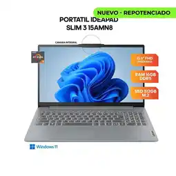 Falabella PORTÁTIL IDEAPAD SLIM 3 15AMN8 AMD RYZEN 3 7320U - RAM 16GB DDR5 - SSD 512GB - 15.6 FHD oferta