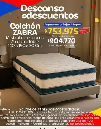 Zabra - colchón zebra zb dura doble