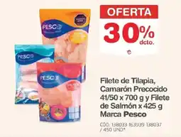 Makro Pesco filete de tilapia, camarón precocido y filete de salmón oferta