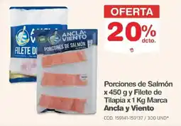 Makro Ancla y Viento porciones de salmón y filete de tilapia oferta