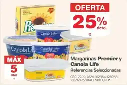 Makro Margarinas Premier y Canola Life oferta