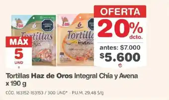 Tortillas Haz de Oros Integral Chía y Avena