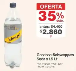 Makro Gaseosa Schweppes Soda oferta