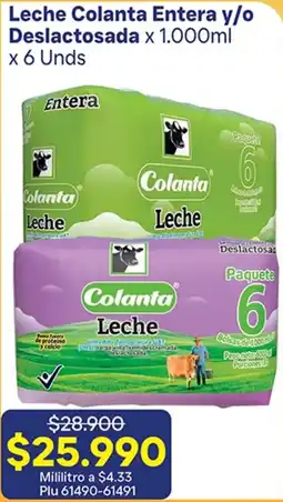 La Gran Colombia Colanta Leche Entera y/o Deslactosada oferta