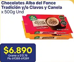 La Gran Colombia Chocolates Alba del Fonce Tradición y/o Clavos y Canela oferta