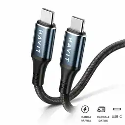 Falabella Cable de Datos y Carga Rápida USB-C a USB-C, 1 Metro, 60 W, Negro - Azul oferta