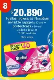 Metro Nosotras - toallas higiénicas invisible rapigel + protectores oferta