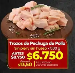 Supermercados Surtiplaza Trozos de Pechuga de Pollo oferta
