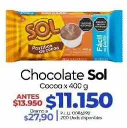 Supermercados Surtiplaza Chocolate Sol Cocoa oferta