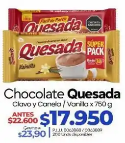 Supermercados Surtiplaza Quesada Chocolate Clavo y Canela / Vanilla oferta