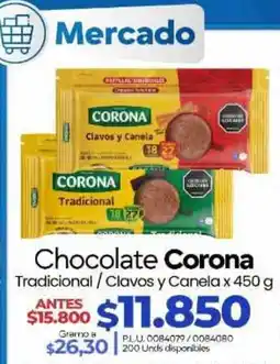 Supermercados Surtiplaza Chocolate Corona Tradicional / Clavos y Canela oferta