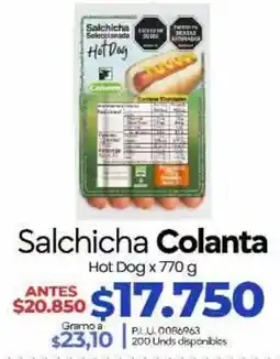 Supermercados Surtiplaza Salchicha Colanta Hot Dog oferta
