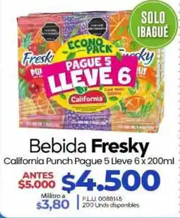 Supermercados Surtiplaza Bebida Fresky California Punch oferta
