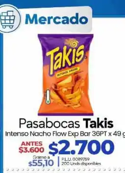 Supermercados Surtiplaza Takis Pasabocas Intenso Nacho Flow Exp Bar oferta