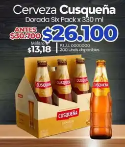 Supermercados Surtiplaza Cusqueña Dorada Six Pack oferta