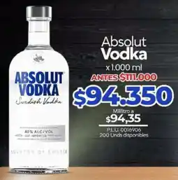 Supermercados Surtiplaza Absolut Vodka oferta