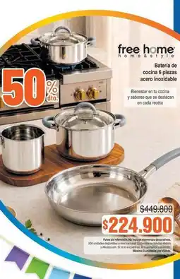 Alkosto Free home - batería de cocina 6 piezas acero inoxidable oferta