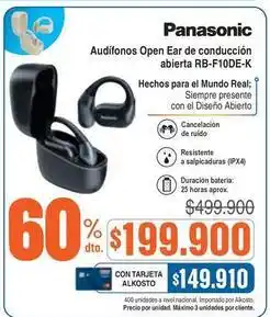Alkosto Panasonic - audífonos open ear de conducción abierta rb-f10de-k oferta