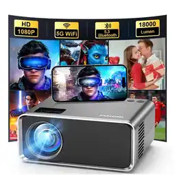 Falabella Video Beam Proyector portatil con WiFi 5G+Bluetooth,4K,18000L,1080P FHD-HDMI-Android-WindowsTV Stick oferta