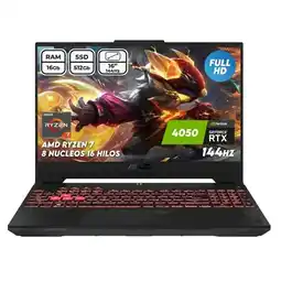 Falabella Portátil Gamer Tuf A16 R7 Ram 16gb Ddr5 Ssd 512gb Rtx4050 + Kaspersky Tecla Ñ Computador oferta