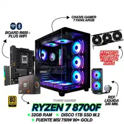 Falabella TORRE GAMER RYZEN 7 8700F - RTX 5070 12GB - 32GB RAM - 1TB SSD - B650-PLUS WIFI - 750W GOLD oferta