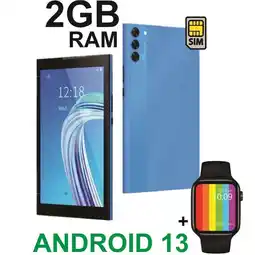 Falabella Tablet 7 Pulgadas 2 GB RAM Sim Card 3G Wifi Android 13 32GB + RELOJ Azul oferta