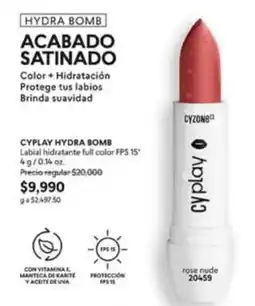 Cyzone Rosé - cyplay hydra bomb labial hidratante full color fps 15 oferta