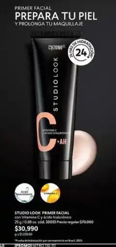 Cyzone Piel - studio look primer facial con vitamina c y ácido hialurónico oferta