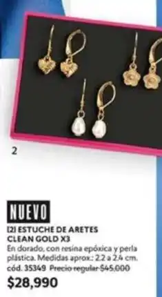 Cyzone Gold - estuche de aretes clean gold x3 oferta