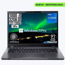 Falabella Portatil Travelmate Intel Core i7-1355U RAM 32GB SSD 1TB LCD 14 W11 Profesional oferta