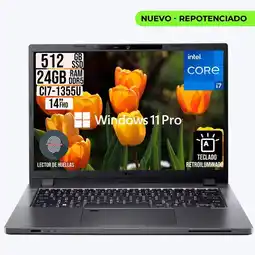 Falabella Portatil Travelmate Intel Core i7-1355U RAM 24GB SSD 512GB LCD 14 W11 Profesional oferta