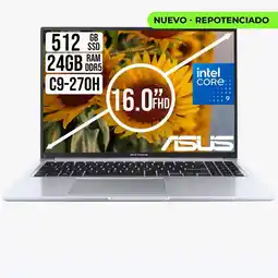Falabella Portátil Vivobook 16 Intel Core 9 270H 24GB RAM DDR5 SSD 512GB Pantalla WUXGA 16 oferta