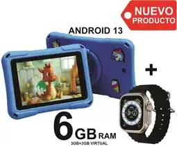 Falabella Tablet Niños 7” 32GB Android 13 WiFi Bluetooth 3GB RAM Expandible AZUL + Reloj Inteligente oferta