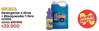 Orion detergente 4 litros + blanqueador 1 litro