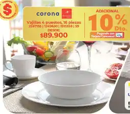 Easy corona vajillas 4 puestos oferta