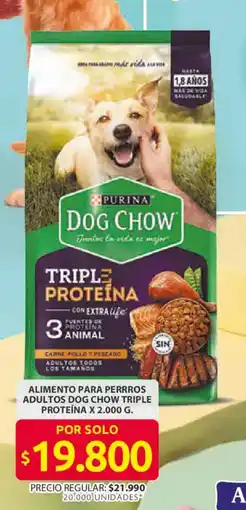 Ara Purina dog chow triple proteina oferta
