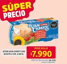 Ara Atún van camp's en aceite 2 un. x 80 g. oferta
