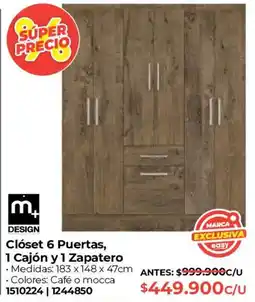 Easy m+ DESIGN Clóset 6 Puertas, 1 Cajón y 1 Zapatero oferta