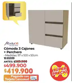 Easy ModuOfi cómoda 3 cajones + perchero oferta