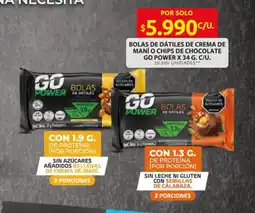 Ara Go Power Bolas de dátiles de crema de maní o chips de chocolate oferta