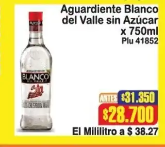 La Gran Colombia Aguardiente Blanco del Valle sin Azucar x 750 ml oferta