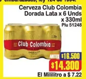 La Gran Colombia Cerveza Club Colombia Dorada Lata x 6 Unds x 330ml oferta