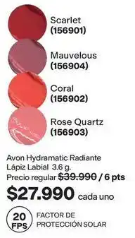 Avon Avon - hydramatic radiante lápiz labial 3,6 g. (156901, 156904, 156902, 156903) oferta
