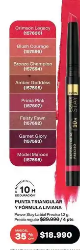 Avon Avon - power stay labial (1.2 g) oferta